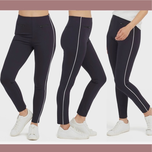 NWT $128 Spanx [ PS Small-Petite ] Perfect Pants Ankle Piped‎ Skinny Navy - Picture 1 of 12